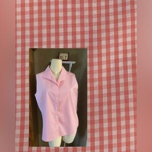 Gold Label Westbound Pink White Gingham Check Sleeveless Collared women Shirt